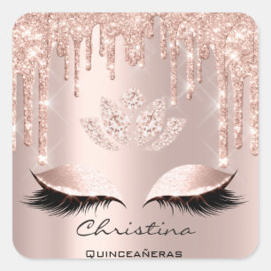 Quinceañeras Sweet 16th 15th Bridal Sparkly Diamod Vierkante Sticker