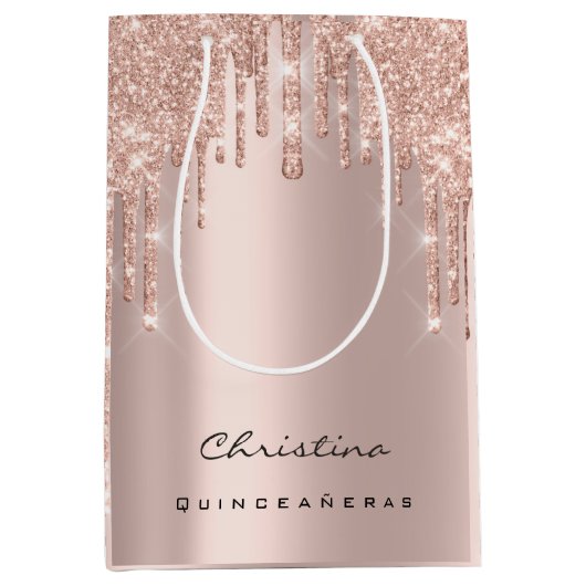 Quinceañeras Sweet 16th 15th Bridal Sparkly Favor Medium Cadeauzakje (Voorkant)
