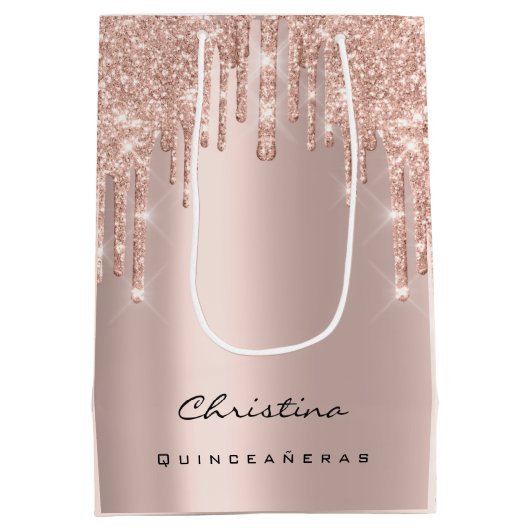 Quinceañeras Sweet 16th 15th Bridal Sparkly Favor Medium Cadeauzakje (Achterkant)