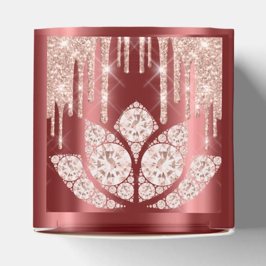 Quinceañeras Sweet 16th Bridal Roos Burgundy Bedankdoosjes (Bovenkant)