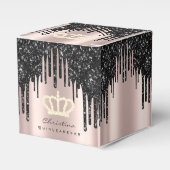 Quinceañeras Sweet 16th Bridal Roos Crown Black Bedankdoosjes (Voorkant Zijde)