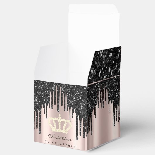 Quinceañeras Sweet 16th Bridal Roos Crown Black Bedankdoosjes (Geopend)