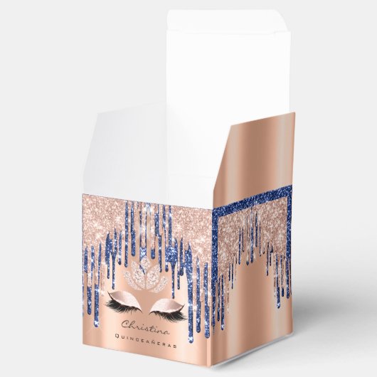 Quinceañeras Sweet 16th Bridal Roos Drip BlueNavy Bedankdoosjes (Geopend)