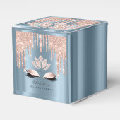 Quinceañeras Sweet 16th Bridal Roos Drip Dusty Blu Bedankdoosjes (Voorkant Zijde)