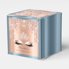 Quinceañeras Sweet 16th Bridal Roos Drip DustyBlue Bedankdoosjes