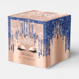 Quinceañeras Sweet 16th Bridal Roos Drip Navy Bedankdoosjes