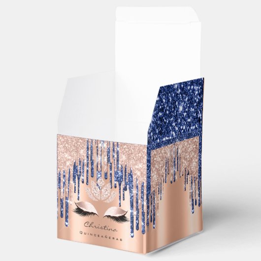 Quinceañeras Sweet 16th Bridal Roos Drips Blue Bedankdoosjes (Geopend)