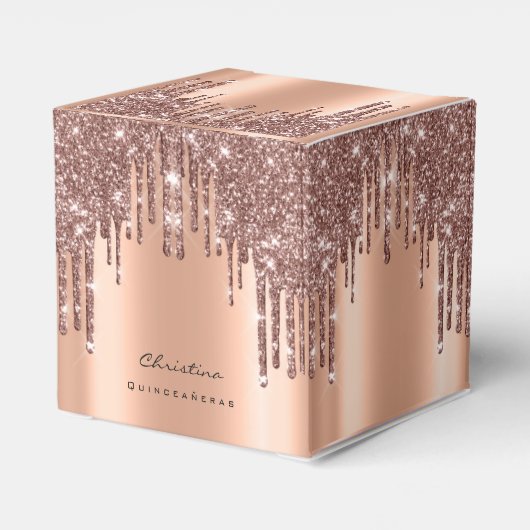 Quinceañeras Sweet 16th Bridal Roos Glitter Bedankdoosjes (Achterkant)