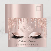 Quinceañeras Sweet 16th Bridal Roos Gold Sparkly Briefkaart (Voorkant / Achterkant)