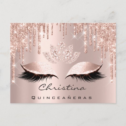 Quinceañeras Sweet 16th Bridal Roos Gold Sparkly Briefkaart (Voorkant)