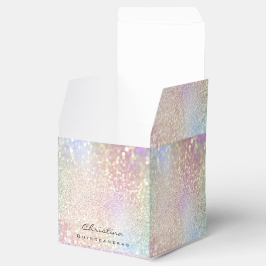 Quinceañeras Sweet 16th Bridal Roos Holographic Bedankdoosjes (Geopend)