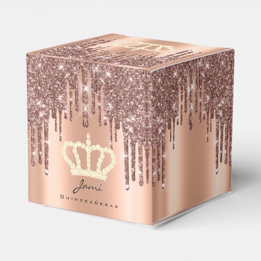 Quinceañeras Sweet 16th Bridal Roos Jami Royal Bedankdoosjes (Achterkant)