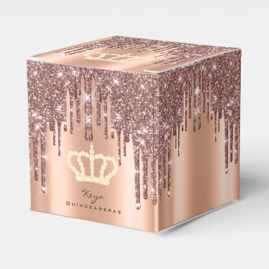 Quinceañeras Sweet 16th Bridal Roos Keya Bedankdoosjes (Voorkant Zijde)