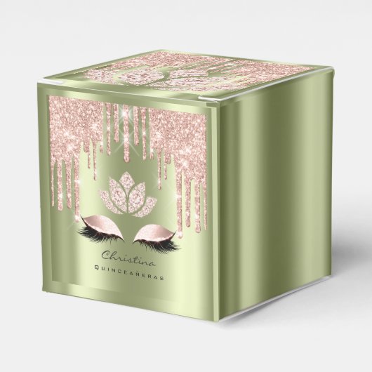 Quinceañeras Sweet 16th Bridal Roos Mint Green Bedankdoosjes (Voorkant Zijde)