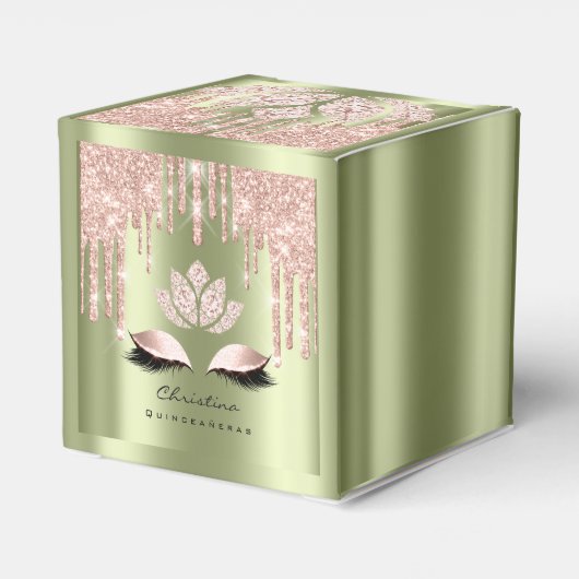 Quinceañeras Sweet 16th Bridal Roos Mint Green Bedankdoosjes (Achterkant)