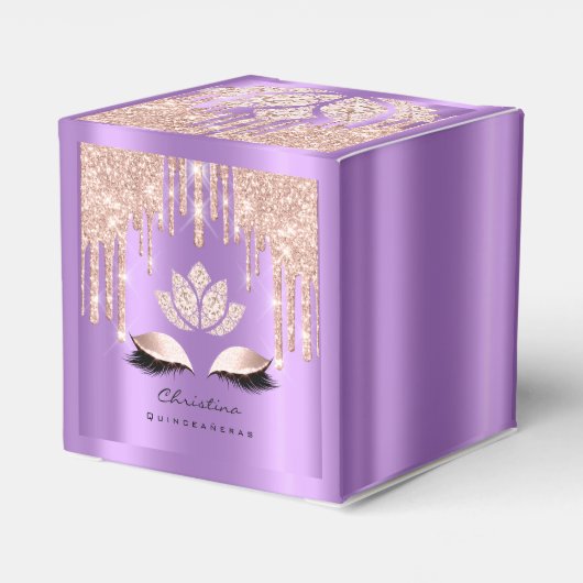 Quinceañeras Sweet 16th Bridal Roos Paarse Spark Bedankdoosjes (Achterkant)