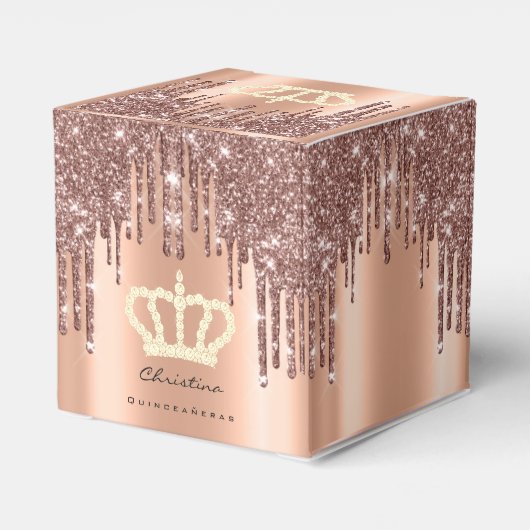 Quinceañeras Sweet 16th Bridal Roos Royal Bedankdoosjes (Achterkant)