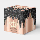 Quinceañeras Sweet 16th Bridal Roos Royal Black Bedankdoosjes (Achterkant)