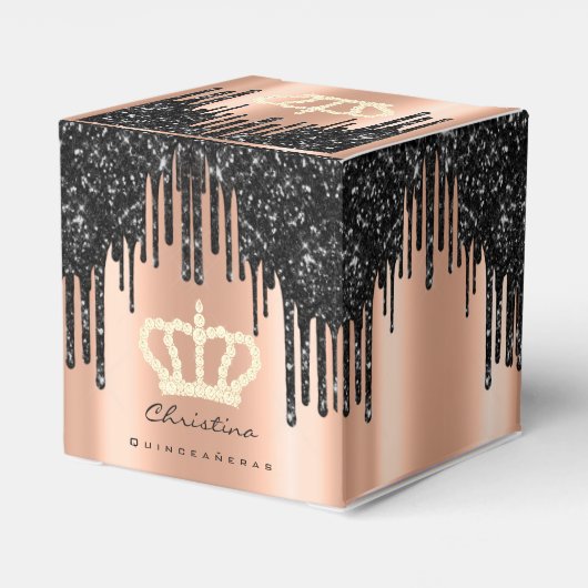 Quinceañeras Sweet 16th Bridal Roos Royal Black Bedankdoosjes (Achterkant)