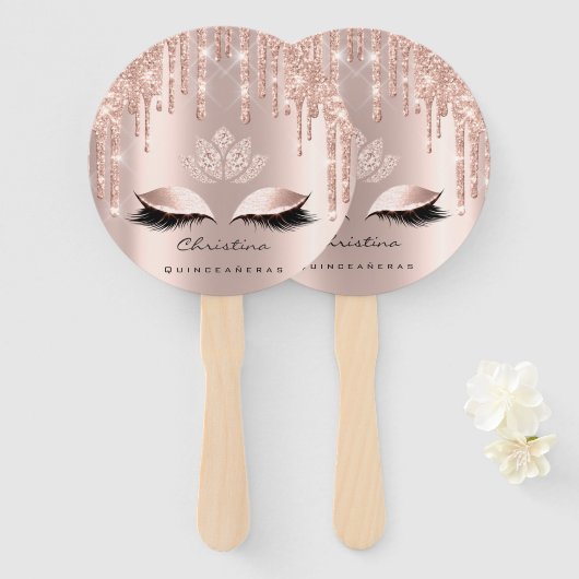 Quinceañeras Sweet 16th Vrijgezellenfeest Roos Spa Handwaaier (Voorkant en achterkant)