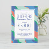 Quinceañero 15e verjaardag jongen uitnodiging (Staand voorkant)