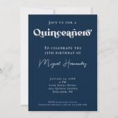 Quinceañero Elegant Navy Bold Typografie Verjaarda Kaart (Voorkant)
