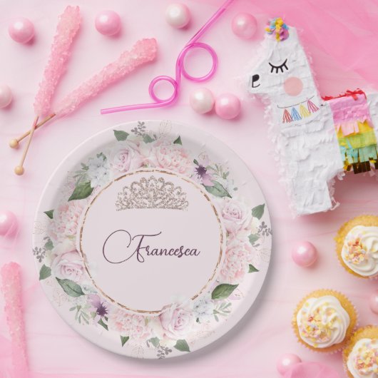 Quincearnera Rozen Blush Roze Papieren Bordje (Feest)