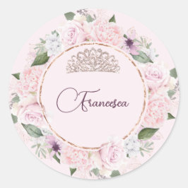 Quincearnera Rozen Blush Roze Ronde Sticker