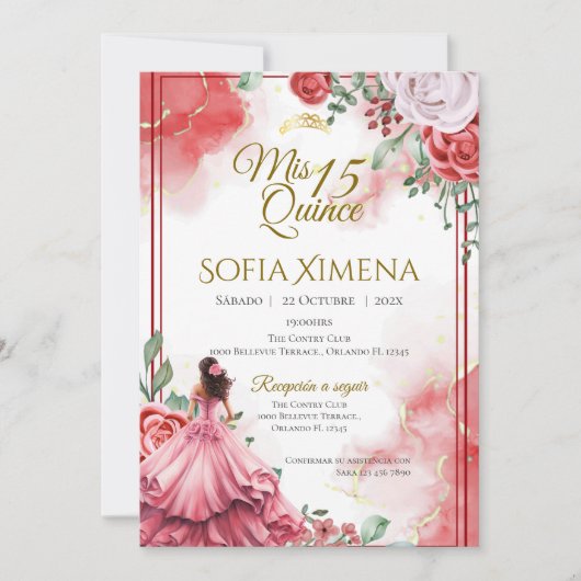 Quincenera Invitation in Spanish Boho Kaart (Voorkant)