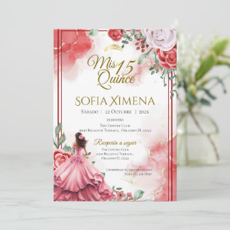 Quincenera Invitation in Spanish Boho Kaart