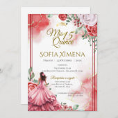 Quincenera Invitation in Spanish Boho Kaart (Voorkant / Achterkant)