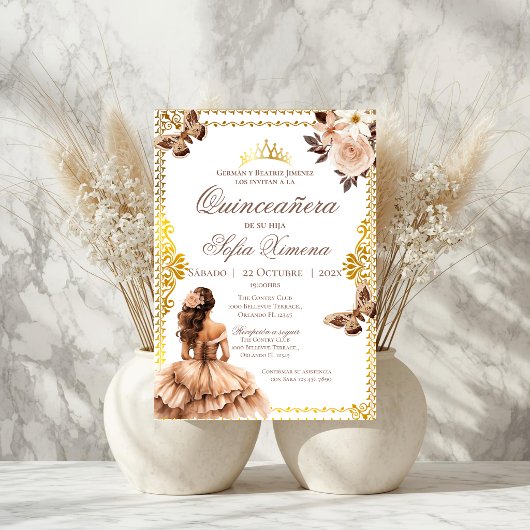 Quincenera Invitation in Spanish Boho Kaart