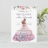 Quincenera Invitation in Spanish BohoFloral Kaart (Staand voorkant)