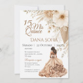 Quincenera uitnodiging in het Spaans Boho (Voorkant)