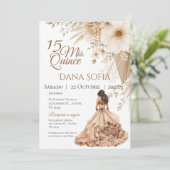 Quincenera uitnodiging in het Spaans Boho (Staand voorkant)