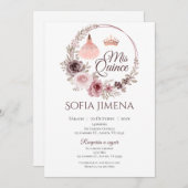 Quincenera Uitnodiging in het Spaans Boho (Voorkant / Achterkant)