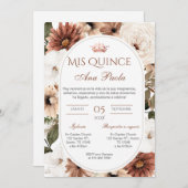 Quincenera Uitnodiging in het Spaans BohoFloral (Voorkant / Achterkant)
