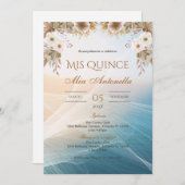 Quincenera Uitnodiging in het Spaans BohoFloral (Voorkant / Achterkant)