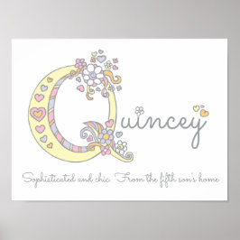Quincey monogram art meisjes naam en betekenis pos poster