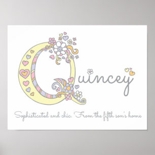 Quincey monogram art meisjes naam en betekenis pos poster