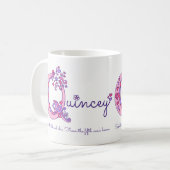 Quincey of Q initiaal naam betekent roze kunst mok (Voorkant links)