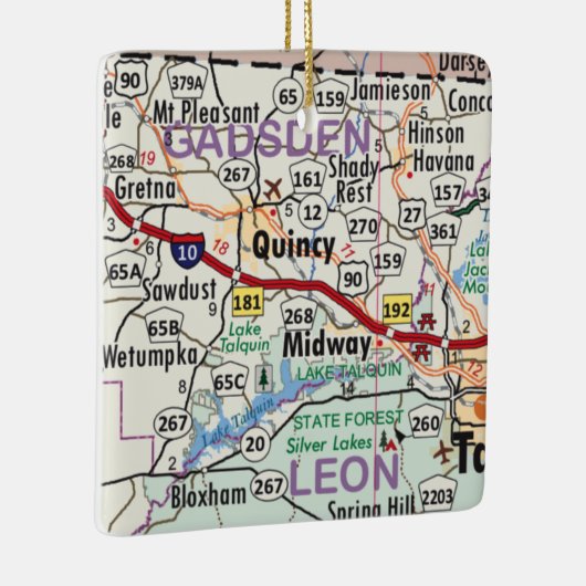 Quincy Florida Map Keramisch Ornament (Rechts)