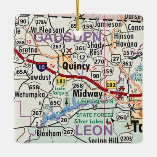 Quincy Florida Map Keramisch Ornament (Achterkant)