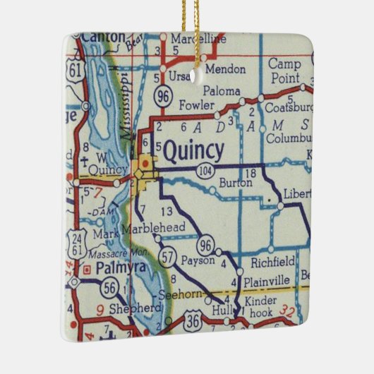 Quincy IL  Map Keramisch Ornament (Rechts)