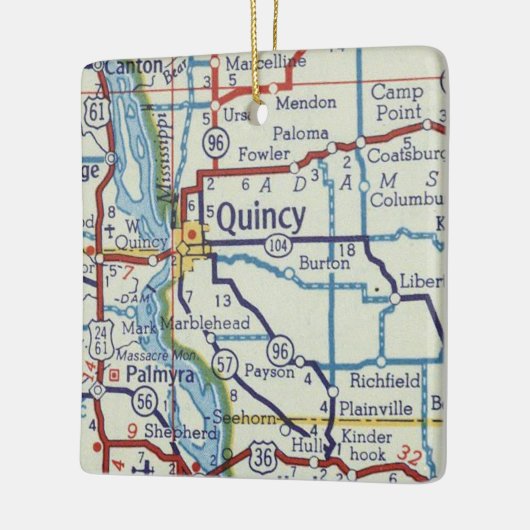 Quincy IL  Map Keramisch Ornament (Links)