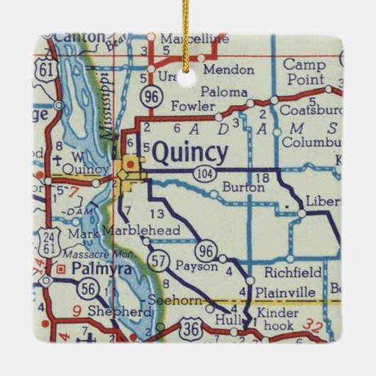 Quincy IL  Map Keramisch Ornament (Achterkant)