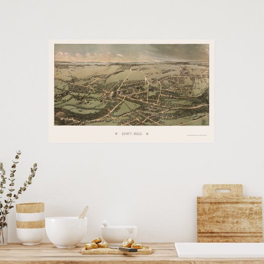 Quincy, MA Panoramic Map - 1877 Poster (Keuken)