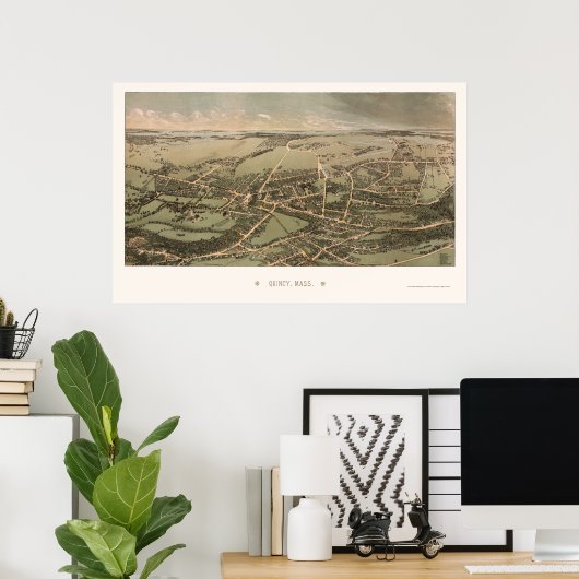 Quincy, MA Panoramic Map - 1877 Poster (Thuiskantoor)