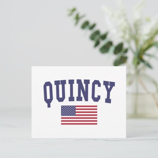 Quincy MA US Flag Briefkaart (Staand voorkant)