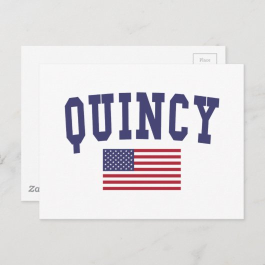 Quincy MA US Flag Briefkaart (Voorkant / Achterkant)